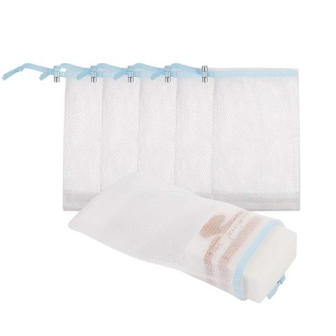 6 Pack Soap Bags for Bath Blue