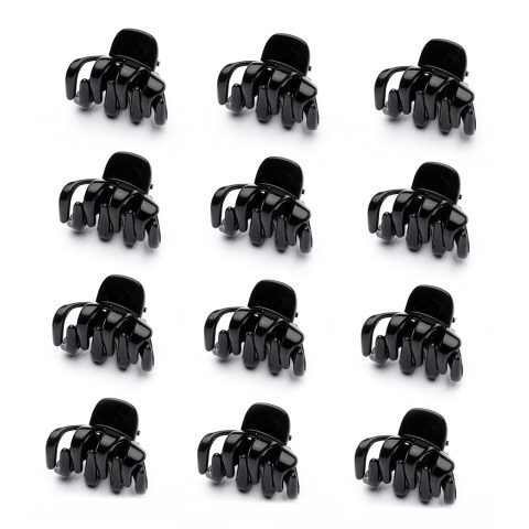 12 Pcs Small Octopus Hair Claw Clips Black