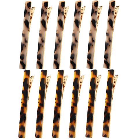 12 Pack Leopard Print Duckbill Hair Clips