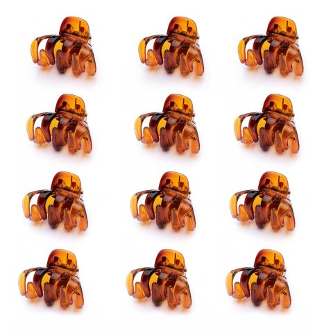 12 Pcs Small Octopus Hair Claw Clips Brown