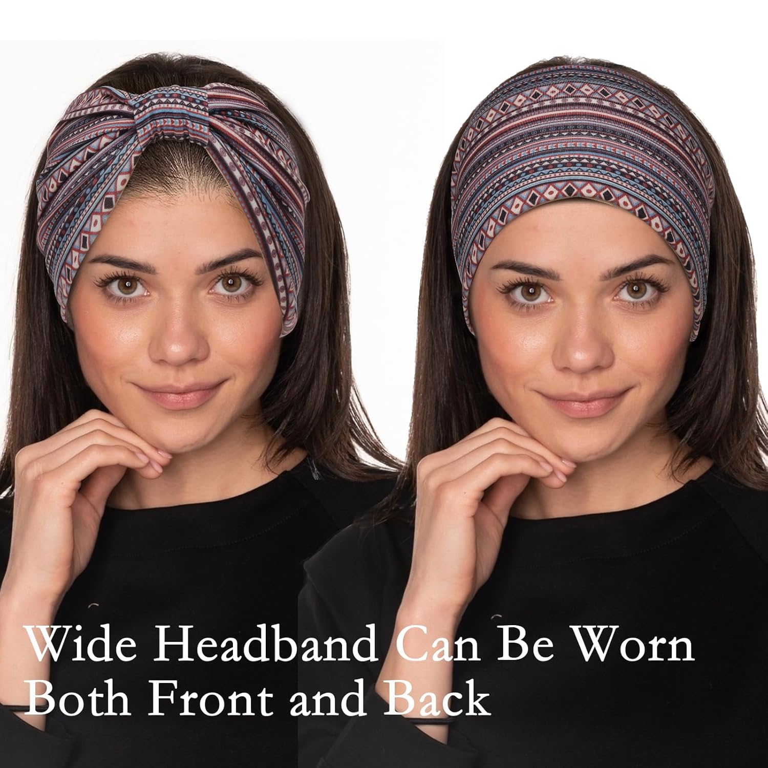 Cobahom 6 Pcs Wide Headbands for Women Non Slip Soft Fabric Hair Wrap Boho Head Bands Elastic Sport Hair Bands for Workout Yoga Running (Boho Stripe) - Image 5