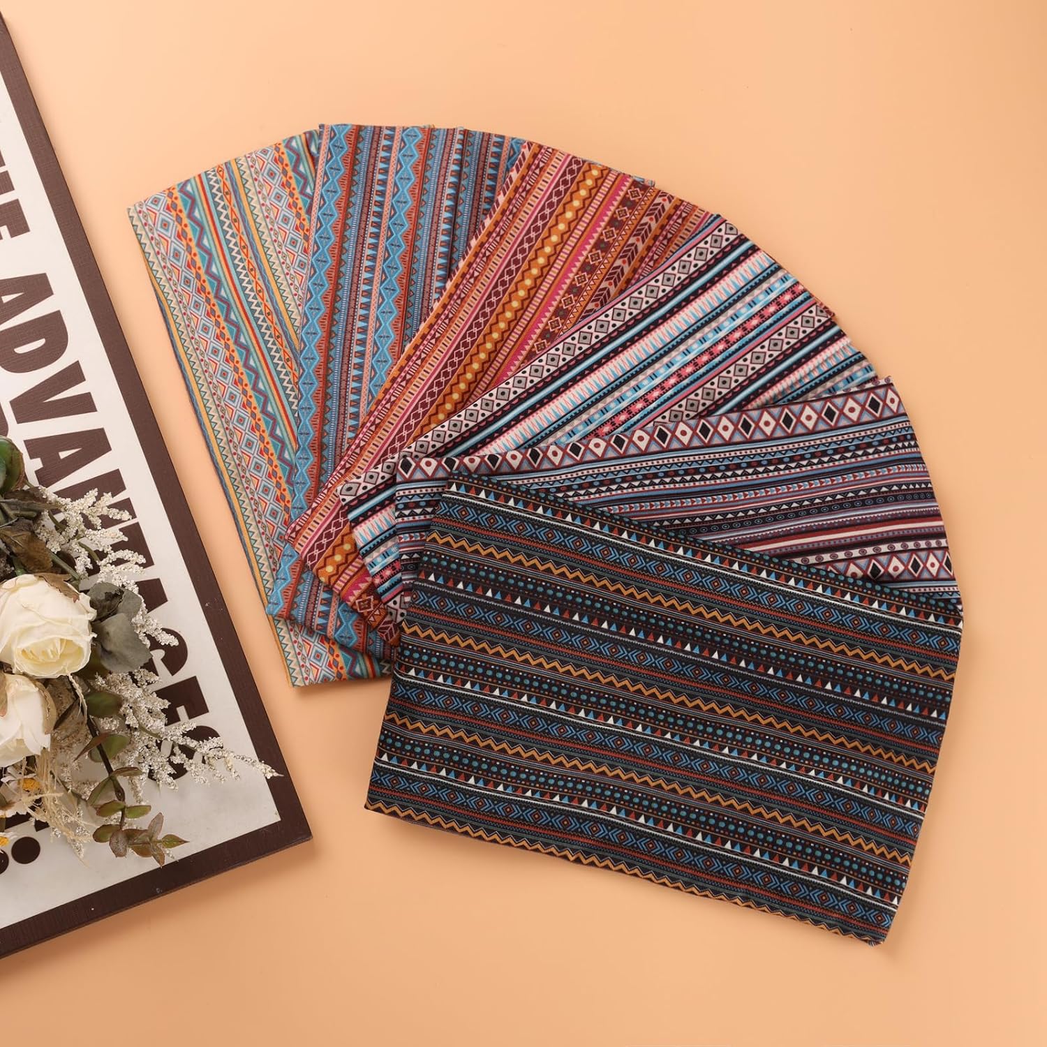 Cobahom 6 Pcs Wide Headbands for Women Non Slip Soft Fabric Hair Wrap Boho Head Bands Elastic Sport Hair Bands for Workout Yoga Running (Boho Stripe) - Image 6