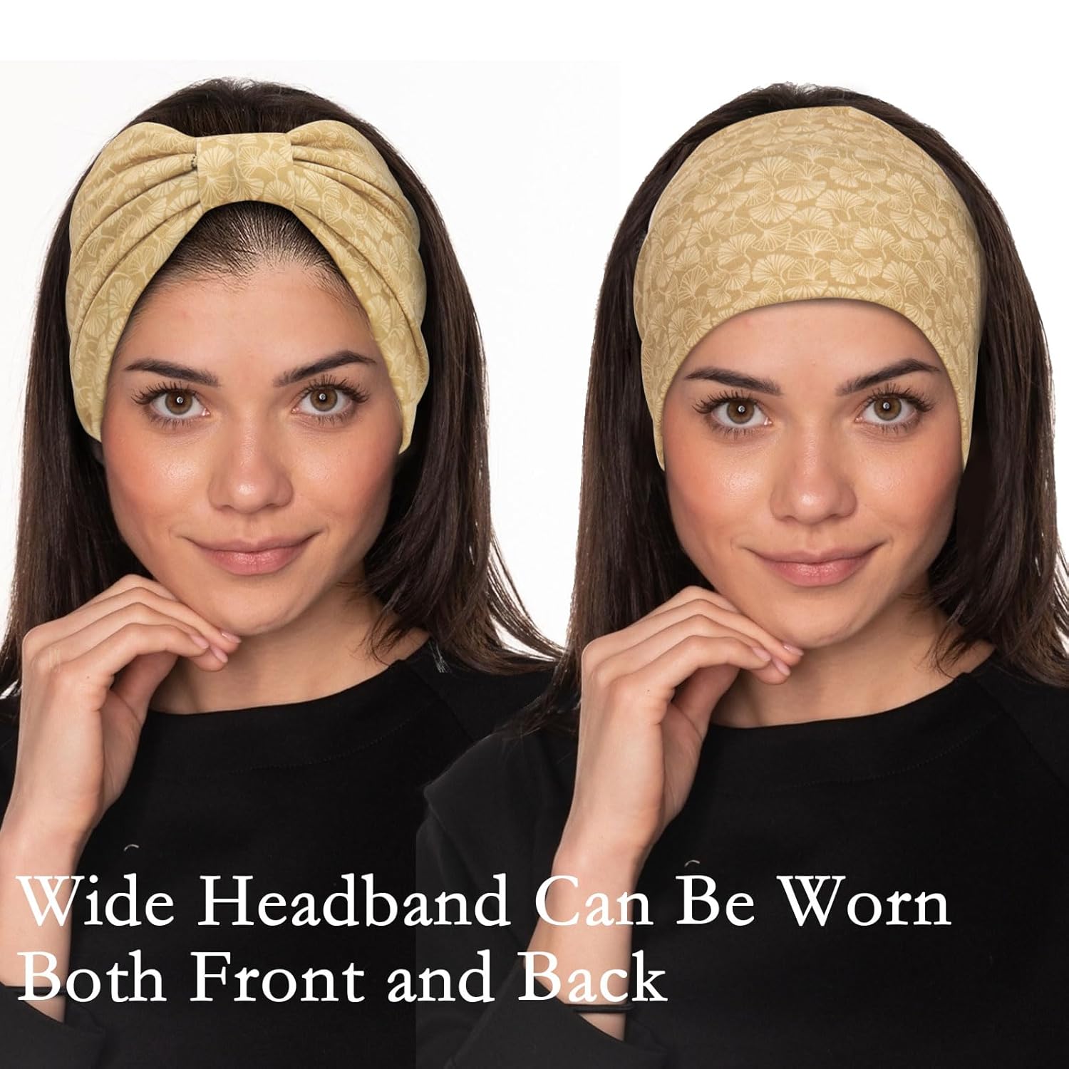 Cobahom 6Pcs Wide Headbands for Women Non Slip Soft Fabric Hair Wrap Boho Head Bands Elastic Sport Hair Bands for Workout Yoga Running (Leaf Pattern) - Image 5