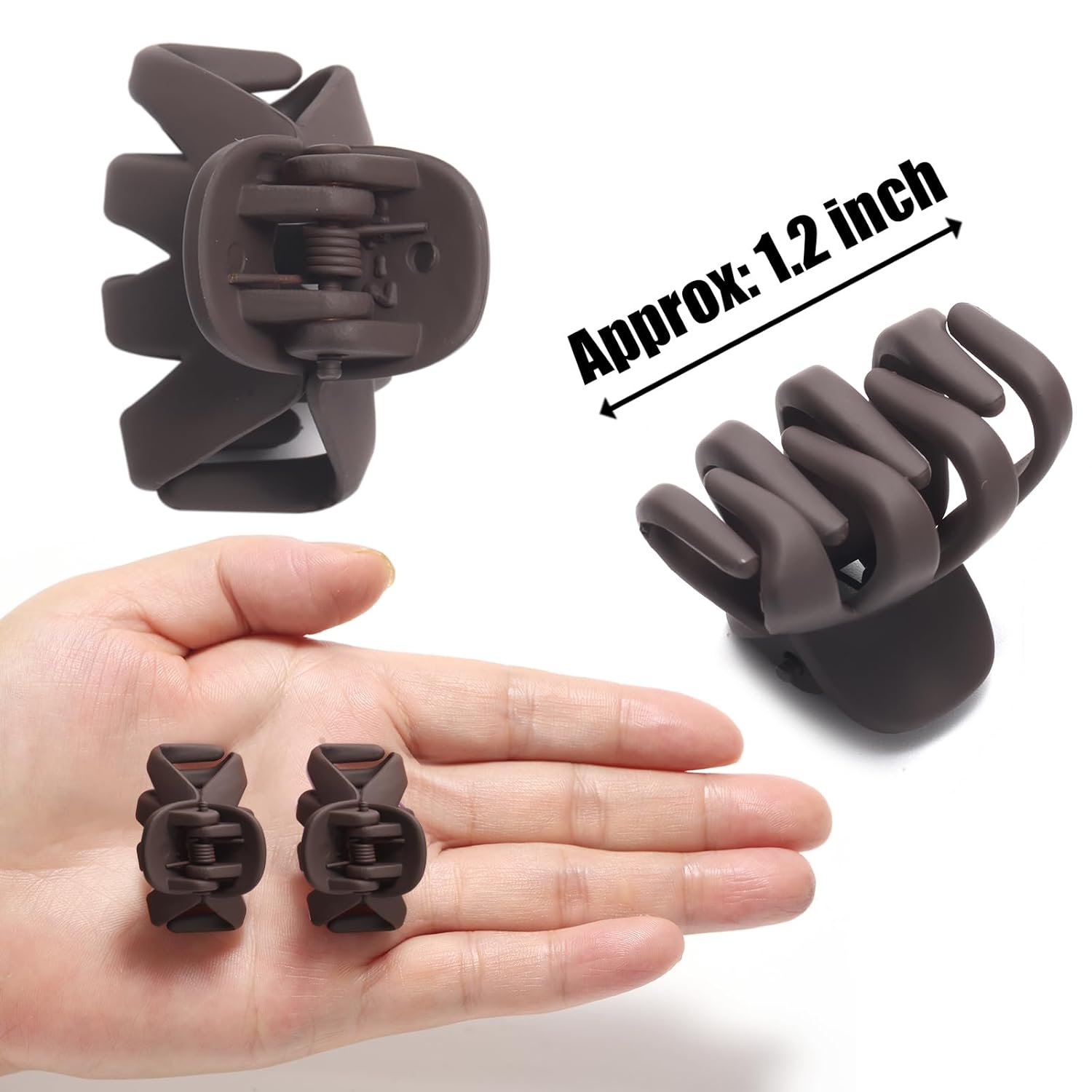 Cobahom 12 Pack Small Hair Claw Clips 1.2 Inch Matte Hair Clips for Thin Hair No-Slip Mini Hair Clips Hair Styling Accessories for Women and Girls, Apricot, Black, Brown, Chocolate - Image 3