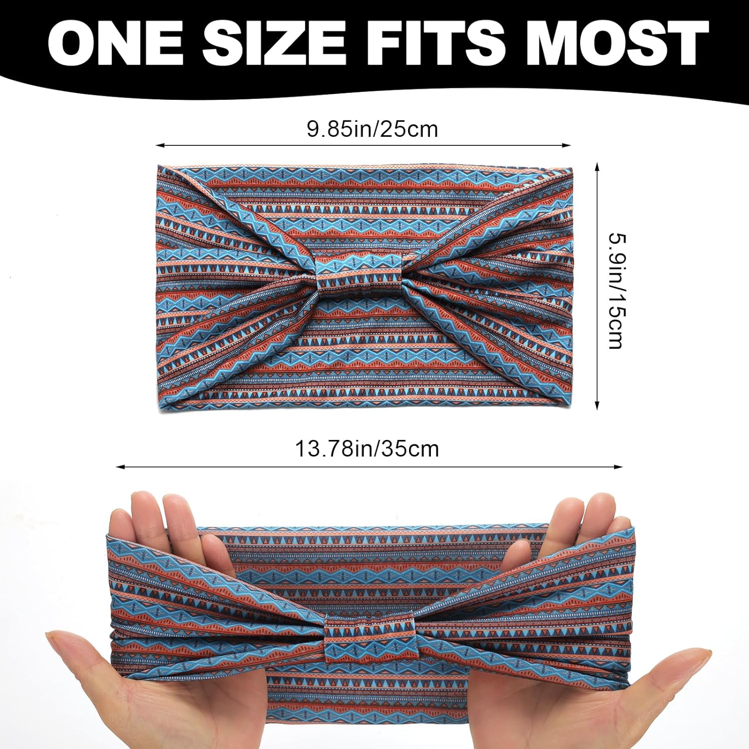 Cobahom 6 Pcs Wide Headbands for Women Non Slip Soft Fabric Hair Wrap Boho Head Bands Elastic Sport Hair Bands for Workout Yoga Running (Boho Stripe) - Image 3