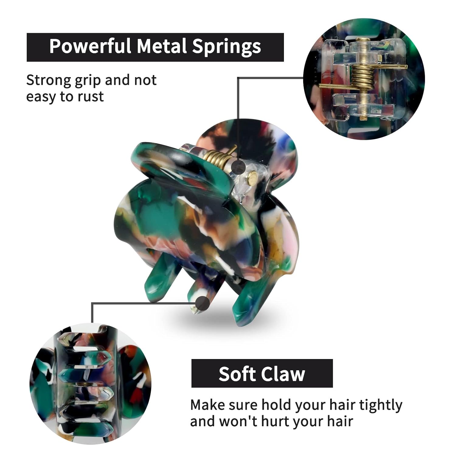 Cobahom 6Pcs 1.06 Inch Small Hair Clips Tortoise Shell Mini Jaw Clips for Thin Thick Hair, No Crease Hair Claw Clips for Women Girls (3 Green + 3 Red) - Image 4