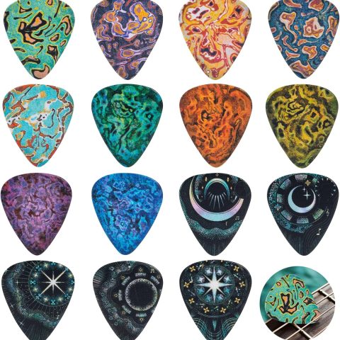 Cobahom 45pcs Guitar Picks Premium Celluloid Guitar Pick with Velvet Bag Thin Medium Heavy Thickness for Acoustic, Electric Guitar, Bass, 0.46mm, 0.71mm,1mm (Texture)