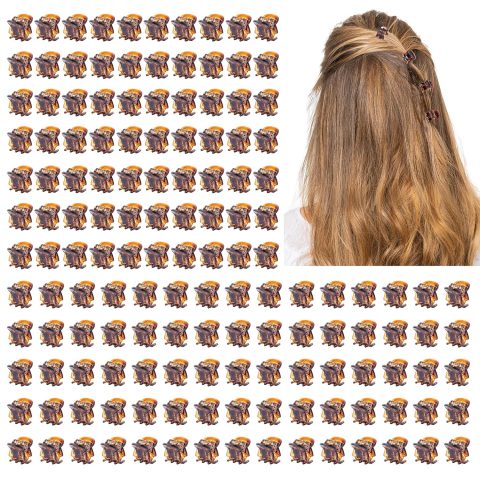 Cobahom 150PCS Extra Small Claw Clips for Thin Thick Hair, Super Mini No-Slip 0.55 Inch Tiny Hair Clips for Hair Styling, Small Hair Accessories for Women Girls, Brown