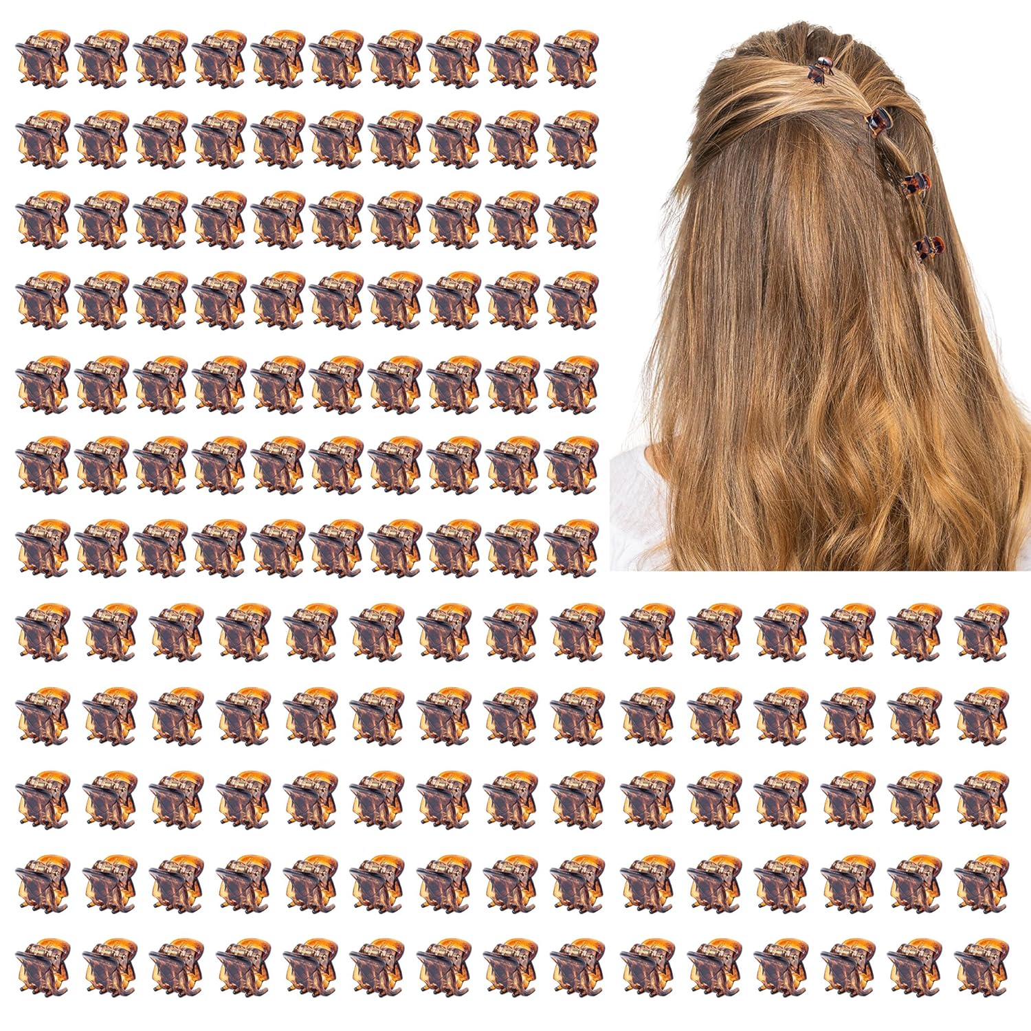 Cobahom 150PCS Extra Small Claw Clips for Thin Thick Hair, Super Mini No-Slip 0.55 Inch Tiny Hair Clips for Hair Styling, Small Hair Accessories for Women Girls, Brown