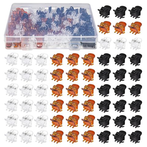Cobahom 120PCS Mini Claw Hair Clips, 0.39 Inch/1cm Claw Clips for Hair, No-Slip Plastic Small Jaw Clips for Fine Thin Hair, Micro Hair Clips for Women Girls, Brown, Black, Clear