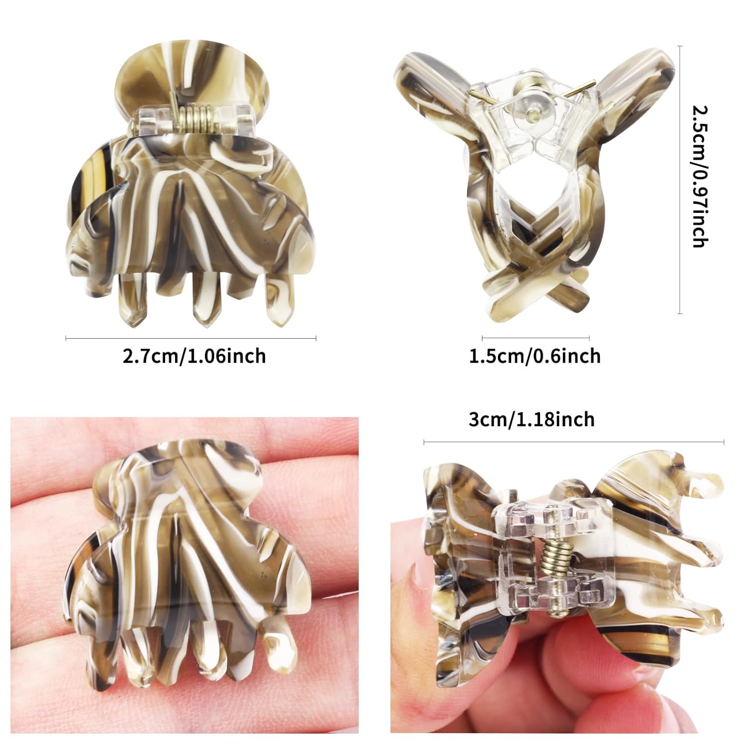 Cobahom 6Pcs 1.06 Inch Small Hair Clips Mini Claws Clips for Thin Thick Hair, Cellulose Acetate Jaw Clips for Hair Styling, Tortoise Shell Barrettes for Women Girls (Brown) - Image 3