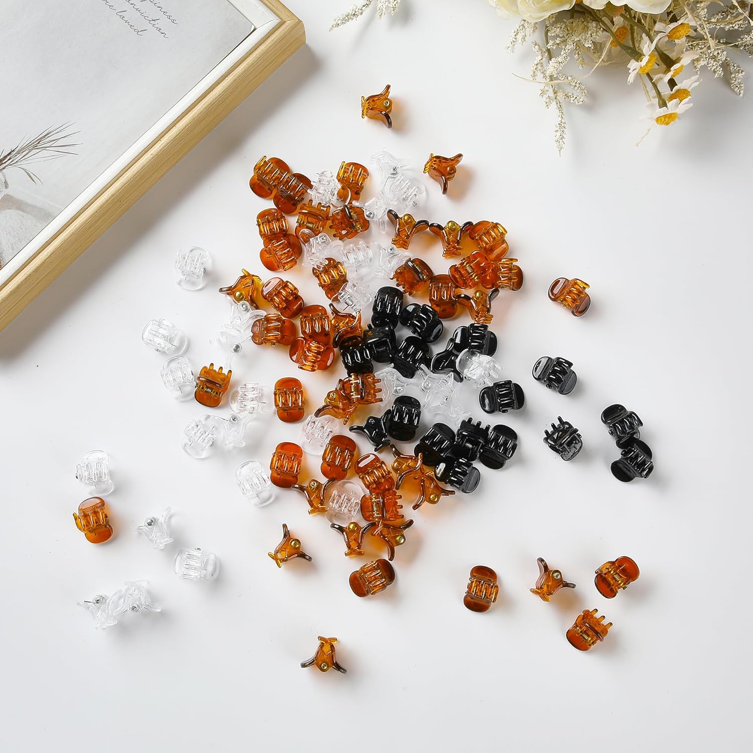 Cobahom 120PCS Mini Claw Hair Clips, 0.39 Inch/1cm Claw Clips for Hair, No-Slip Plastic Small Jaw Clips for Fine Thin Hair, Micro Hair Clips for Women Girls, Brown, Black, Clear - Image 5