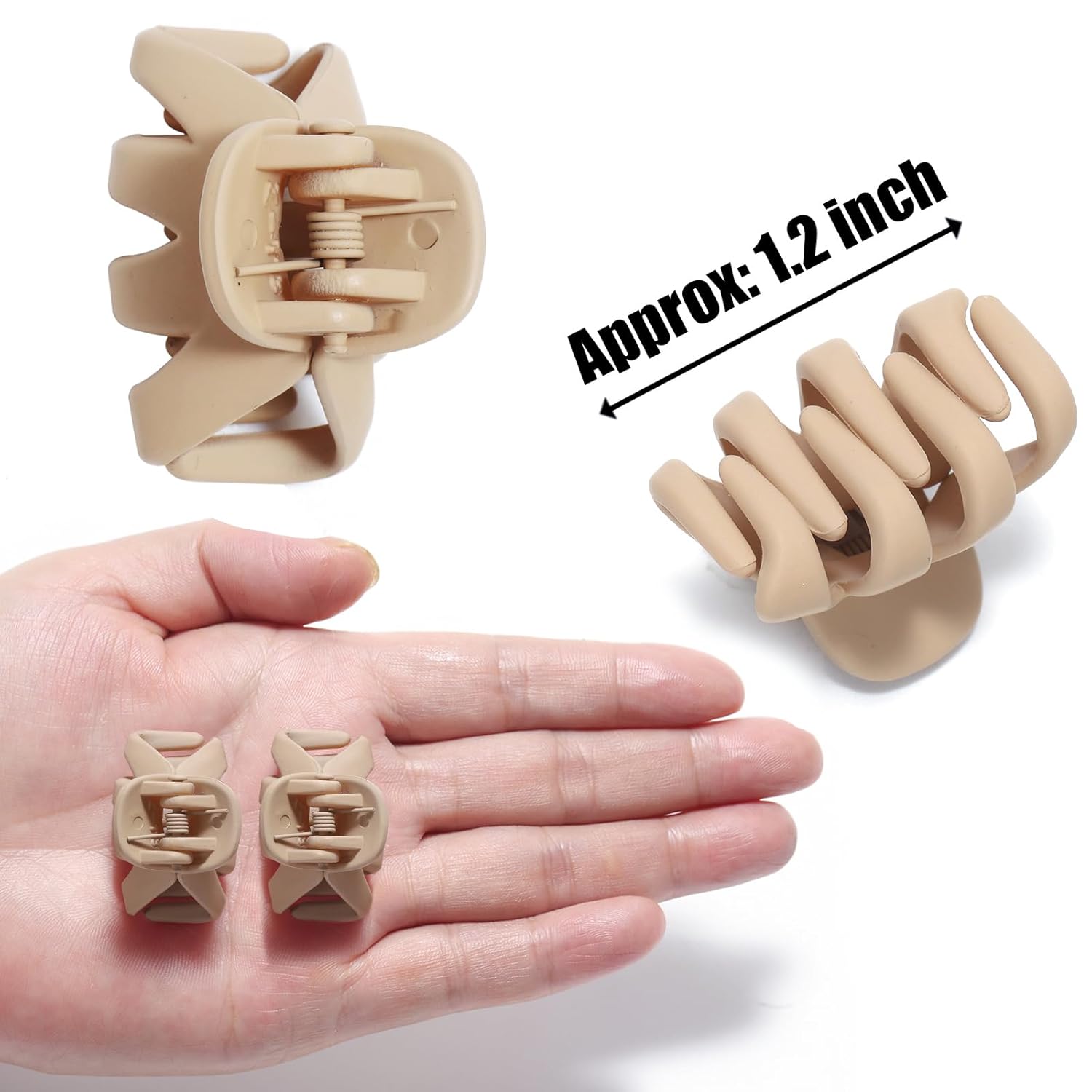 Cobahom 12 Pack Small Hair Claw Clips 1.2 Inch Matte Hair Clips for Thin Hair No-Slip Mini Hair Clips Hair Styling Accessories for Women and Girls, Pink, Black, Green, Apricot - Image 2