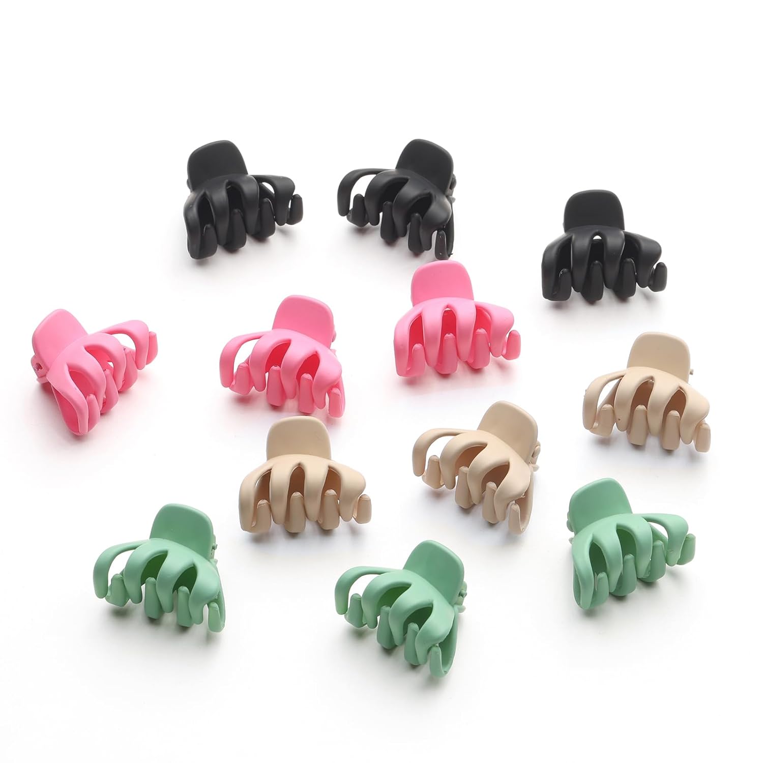 Cobahom 12 Pack Small Hair Claw Clips 1.2 Inch Matte Hair Clips for Thin Hair No-Slip Mini Hair Clips Hair Styling Accessories for Women and Girls, Pink, Black, Green, Apricot - Image 4
