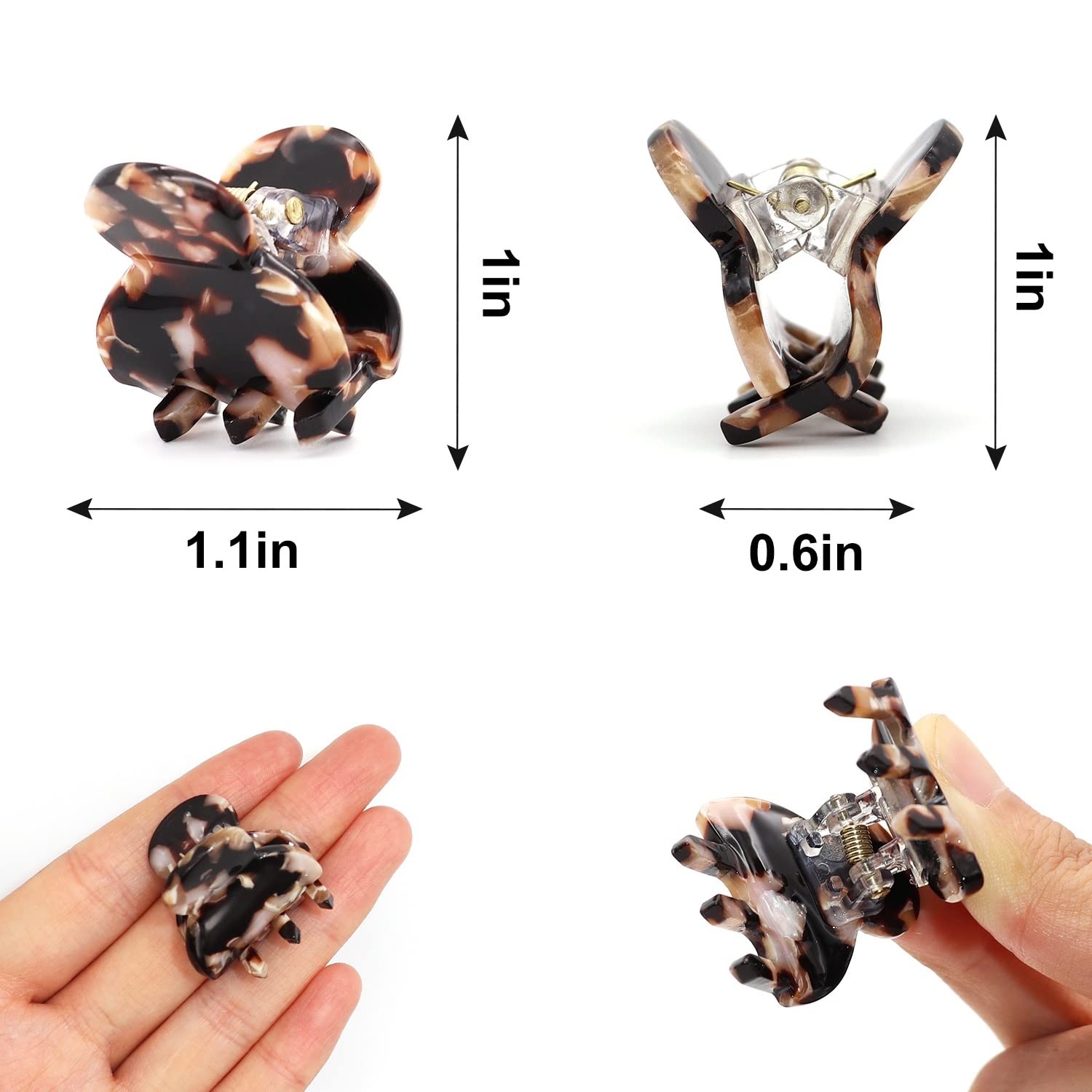 Cobahom Tortoise Shell and Leopard Acrylic Hair Clips for Women and Girls - 12 Pcs Mini Claws and Barrettes for Thin or Thick Hair - Image 3