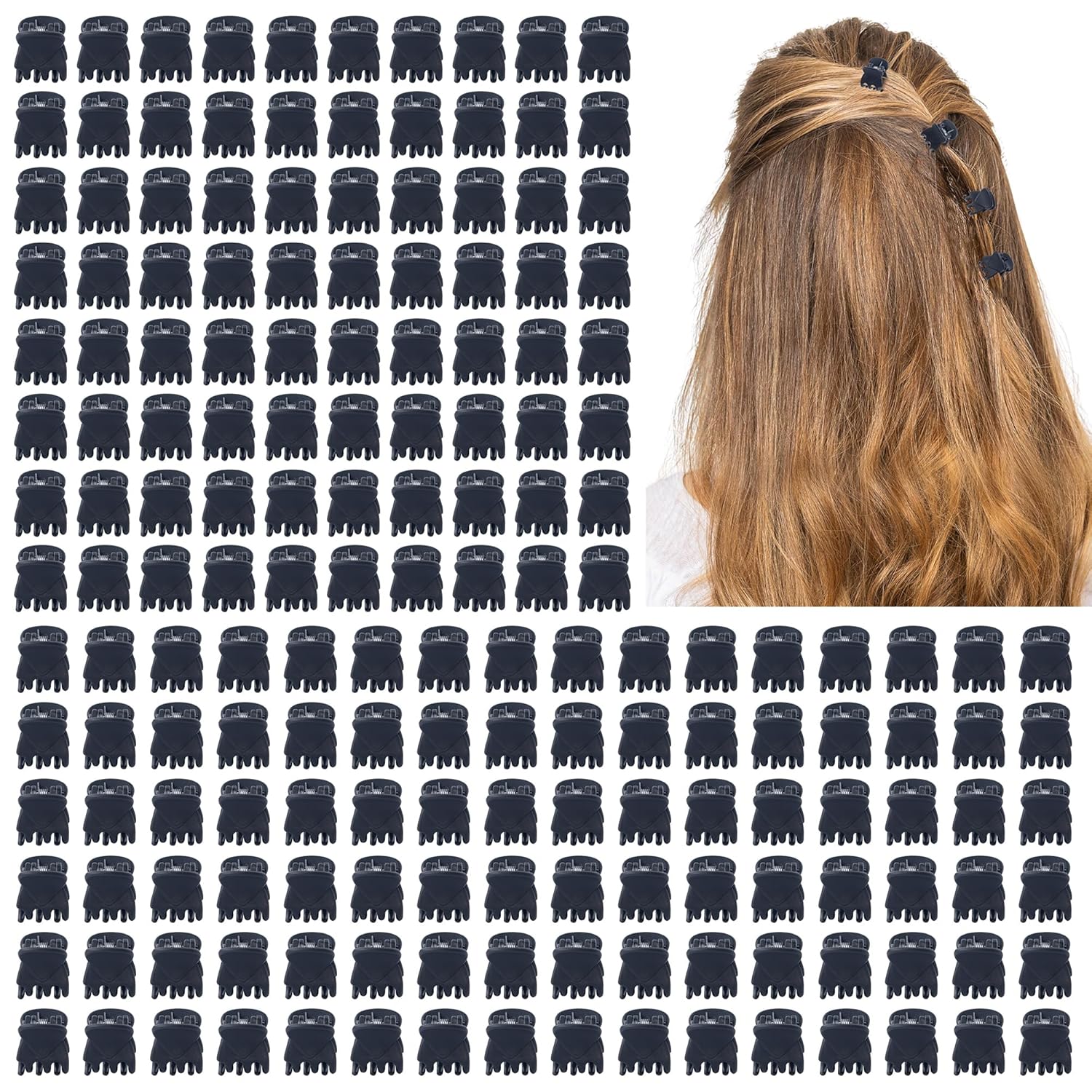 Cobahom 150PCS Extra Small Claw Clips for Thin Thick Hair, Matte Mini No-Slip 0.55 Inch Tiny Hair Clips for Hair Styling, Small Hair Accessories for Women Girls, Matte Black