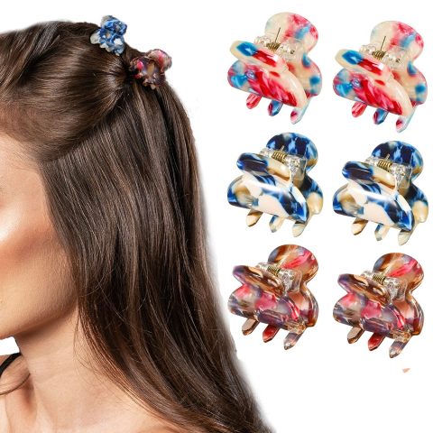 Cobahom Mini Hair Clips and Hair Claws for Women & Girls - Acrylic Jaw Clamps in Flower Colors for Hair Styling