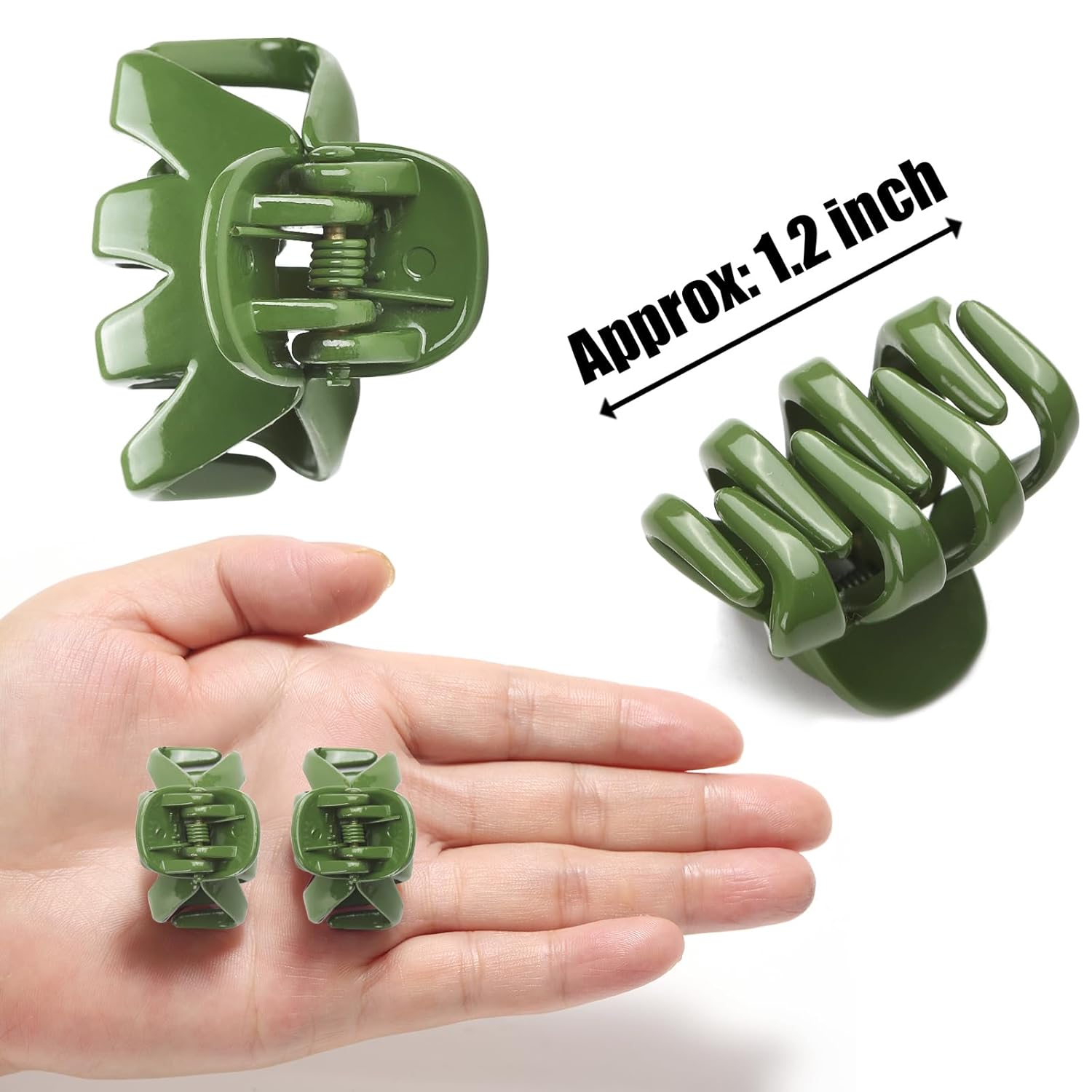 Cobahom 12 Pack Small Hair Claw Clips 1.2 Inch Plastic Hair Clips for Thin Hair No-Slip Mini Hair Clips Hair Styling Accessories for Women and Girls, Purple, Black and Green - Image 2