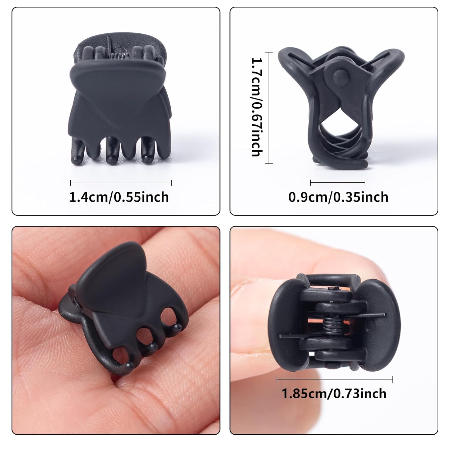 Cobahom 150PCS Extra Small Claw Clips for Thin Thick Hair, Matte Mini No-Slip 0.55 Inch Tiny Hair Clips for Hair Styling, Small Hair Accessories for Women Girls, Matte Black - Image 2