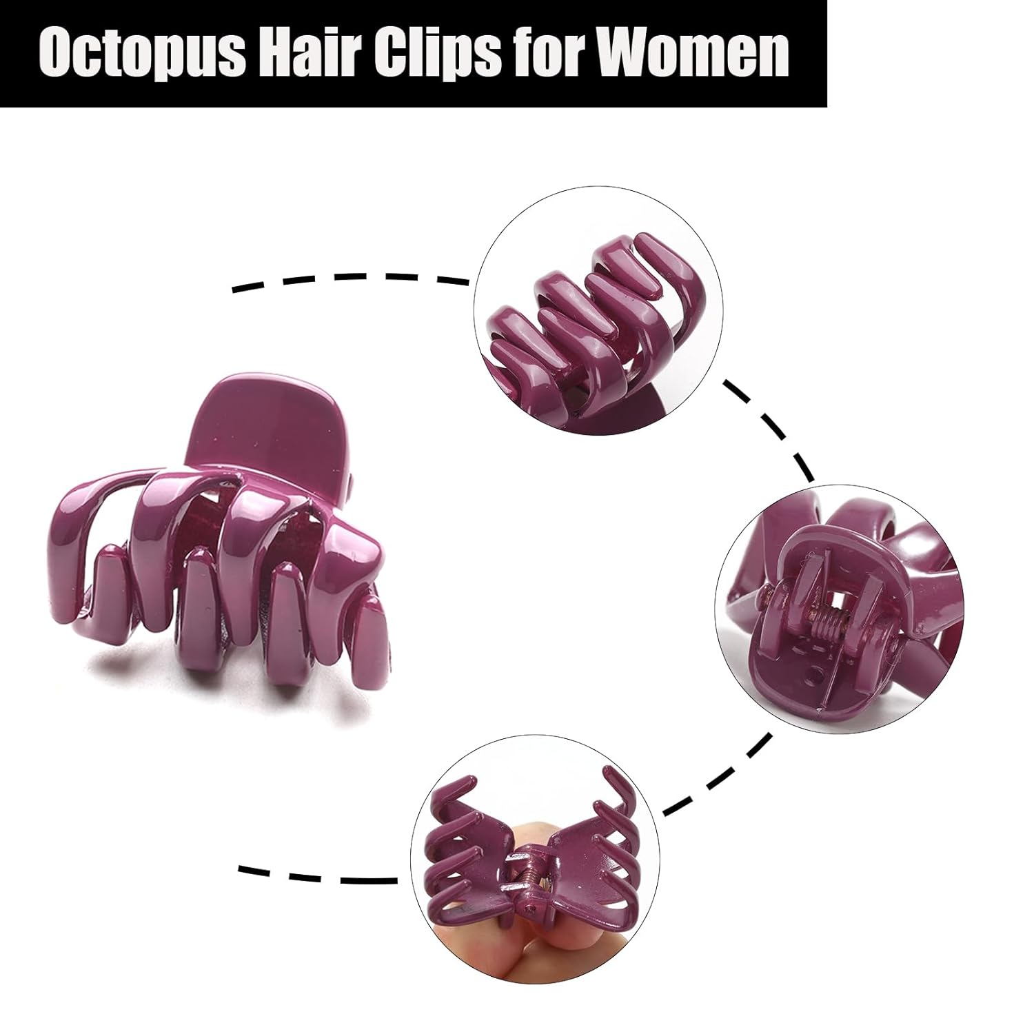 Cobahom 12 Pack Small Hair Claw Clips 1.2 Inch Plastic Hair Clips for Thin Hair No-Slip Mini Hair Clips Hair Styling Accessories for Women and Girls, Purple, Black and Green - Image 3