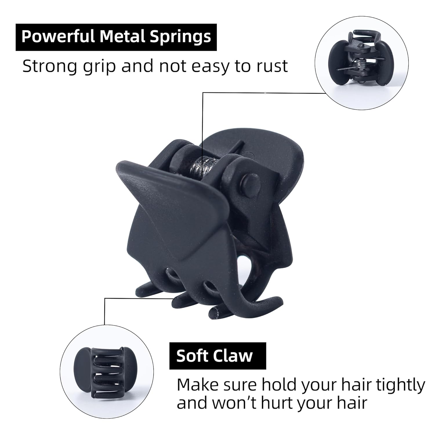 Cobahom 150PCS Extra Small Claw Clips for Thin Thick Hair, Matte Mini No-Slip 0.55 Inch Tiny Hair Clips for Hair Styling, Small Hair Accessories for Women Girls, Matte Black - Image 3