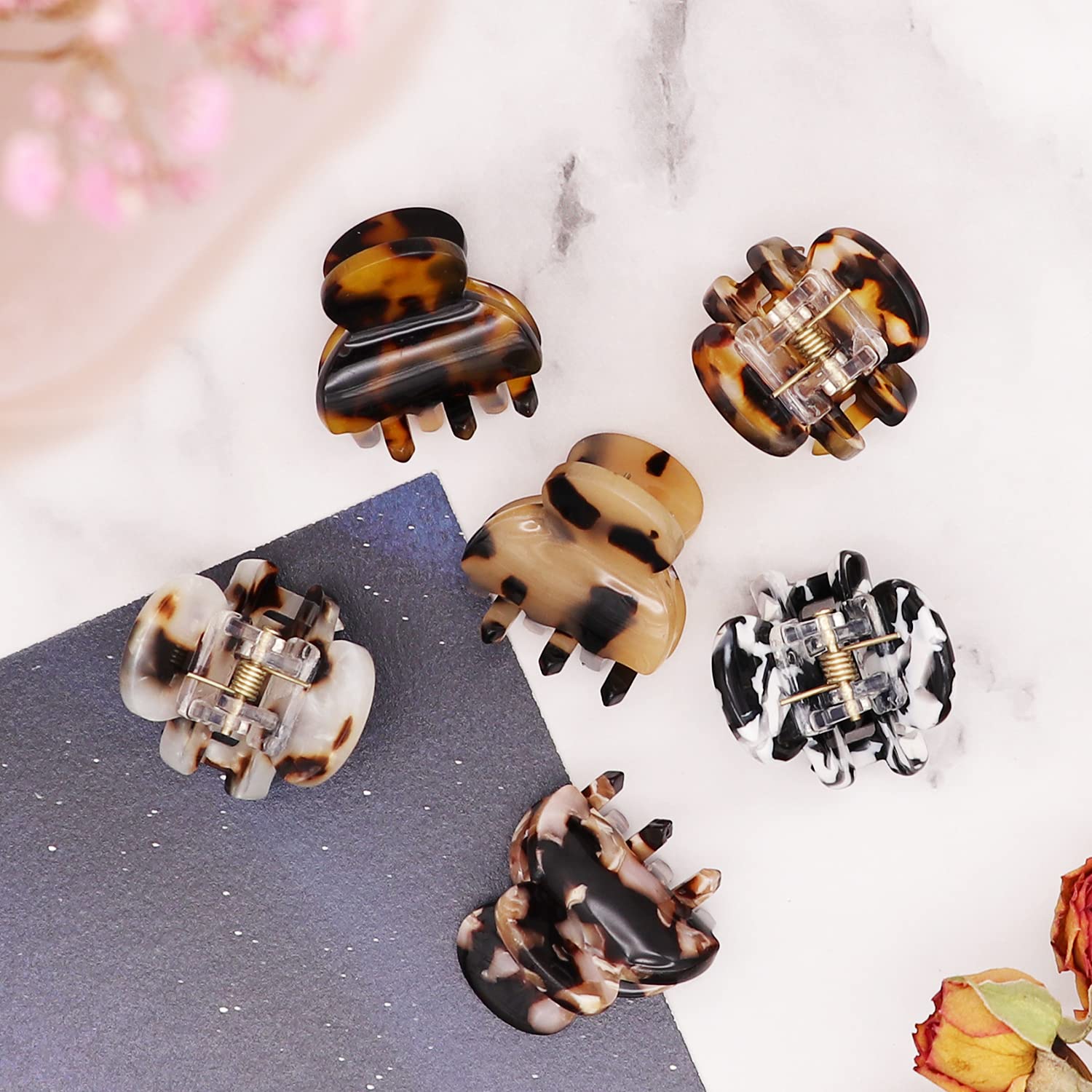 Cobahom Tortoise Shell and Leopard Acrylic Hair Clips for Women and Girls - 12 Pcs Mini Claws and Barrettes for Thin or Thick Hair - Image 5