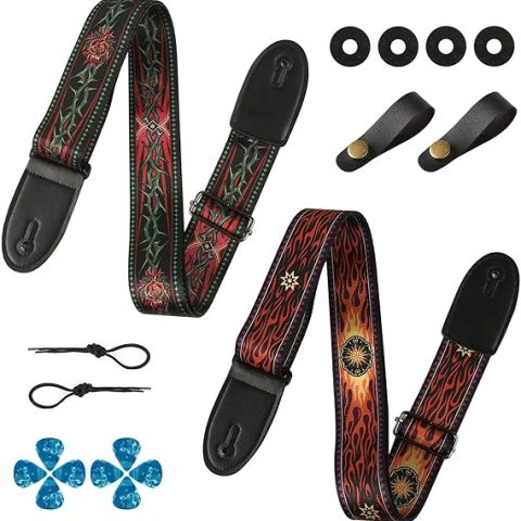Cobahom 2 Pack Guitar Strap, Adjustable Guitar Straps for Electric and Acoustic Guitars, Soft Guitar Straps