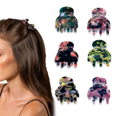 Cobahom 6Pcs 1.06 Inch Small Hair Clips Tortoise Shell Mini Jaw Clips for Thin Thick Hair, No Crease Hair Claw Clips for Women Girls (3 Green + 3 Red)