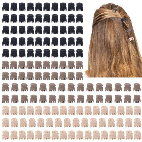 Cobahom 150PCS Extra Small Claw Clips for Thin Thick Hair, Matte Mini No-Slip 0.55 Inch Tiny Hair Clips for Hair Styling, Small Hair Accessories for Women Girls, Black, Coffee, Khaki