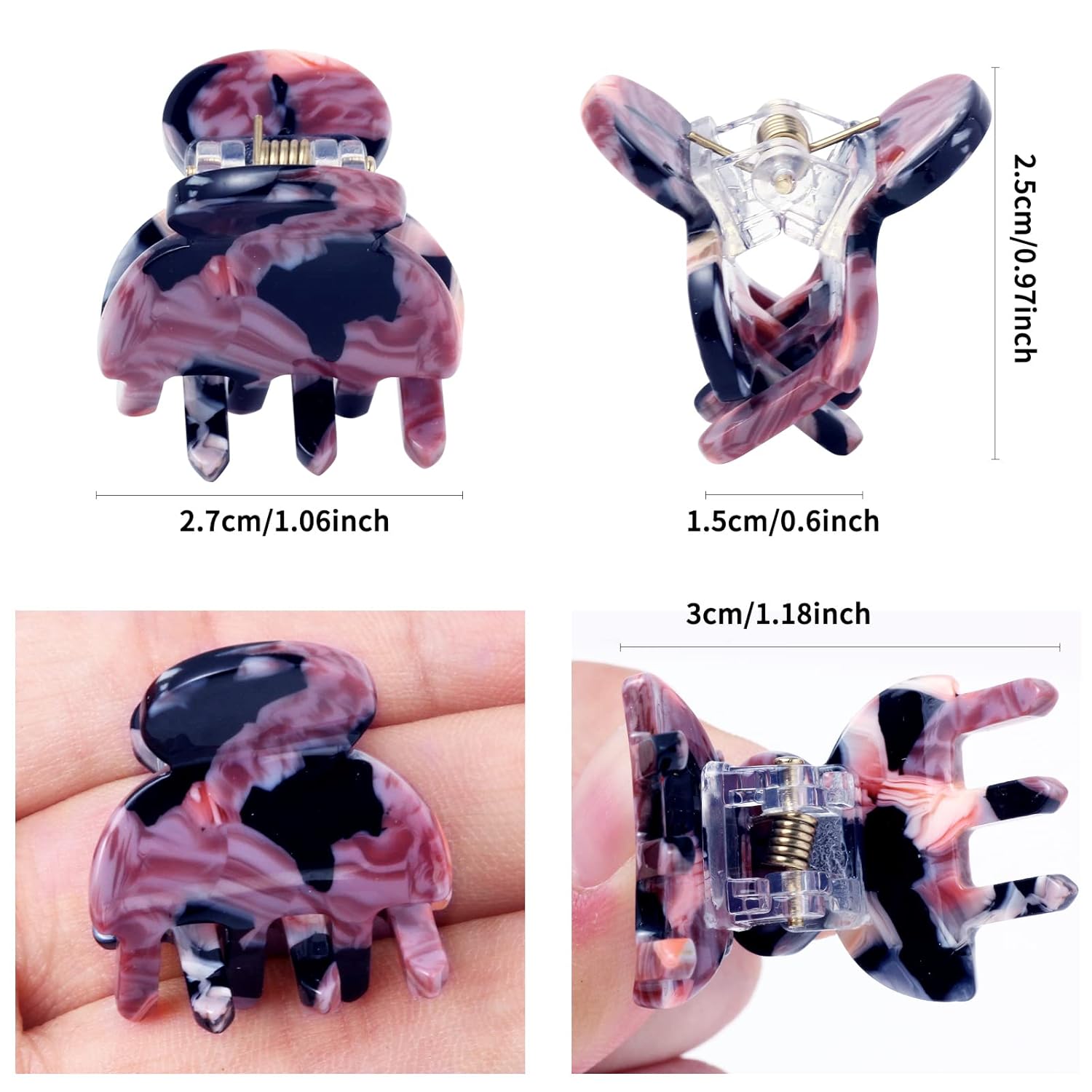 Cobahom 6Pcs 1.06 Inch Small Hair Clips Tortoise Shell Mini Jaw Clips for Thin Thick Hair, No Crease Hair Claw Clips for Women Girls (3 Green + 3 Red) - Image 3